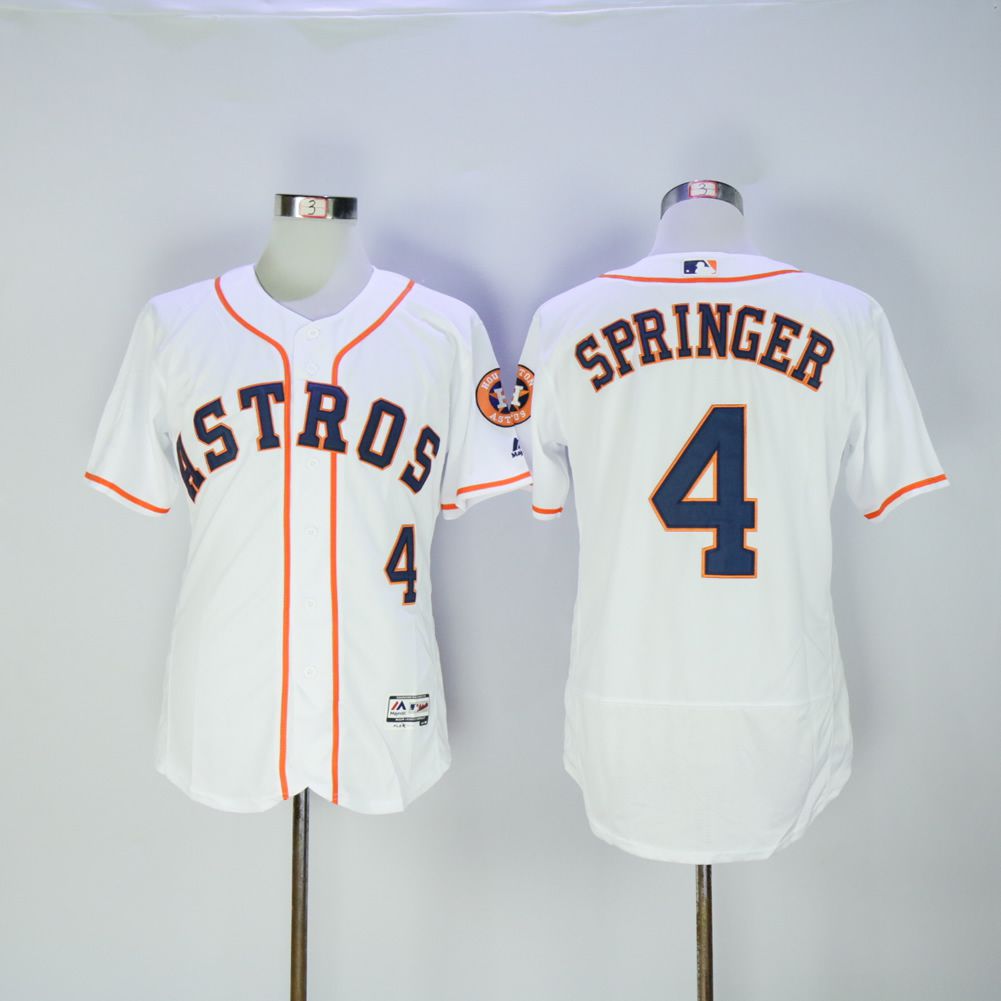 Men Houston Astros #4 Springer White MLB Jerseys